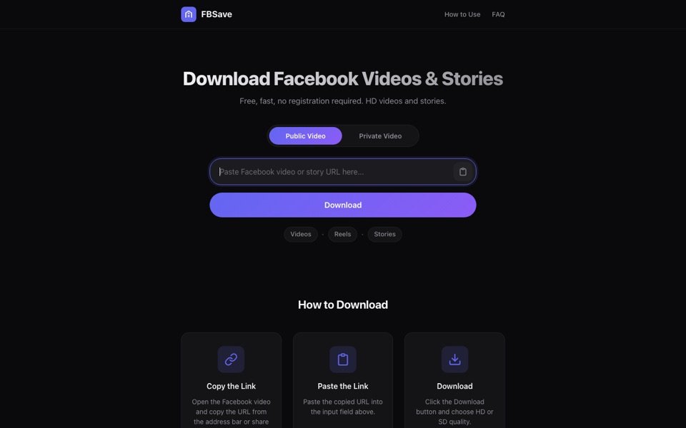 FBSave homepage