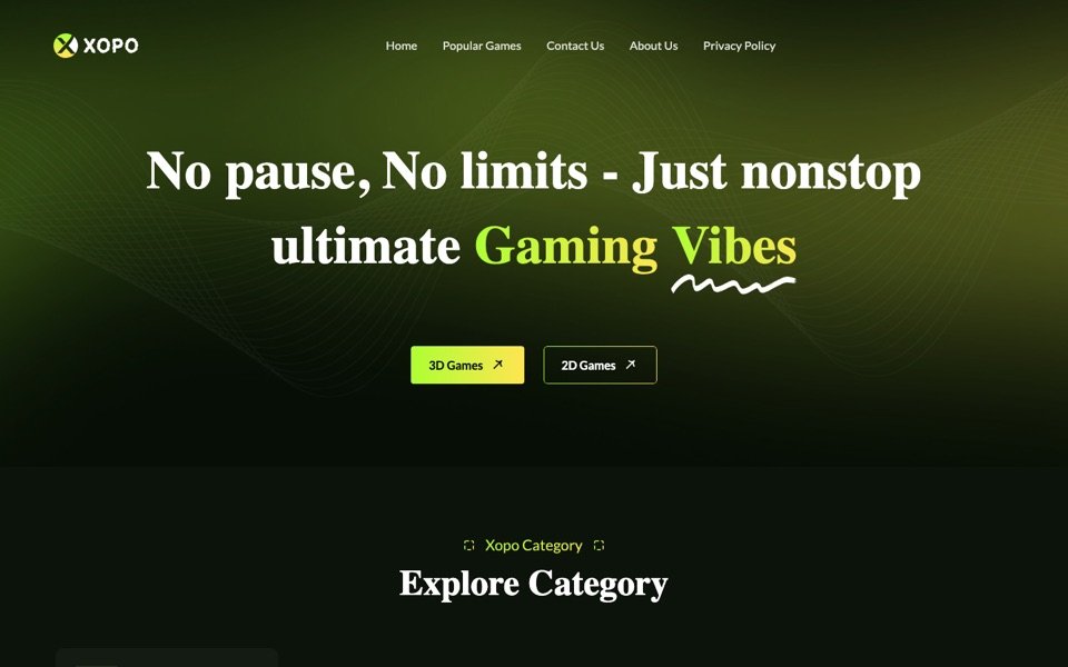 Xopo Games homepage